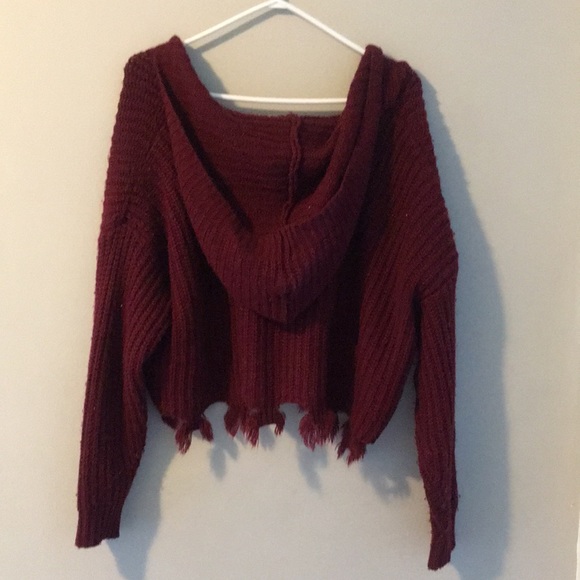 Romwe M crop top sweater knit. Burgundy - Picture 3 of 3